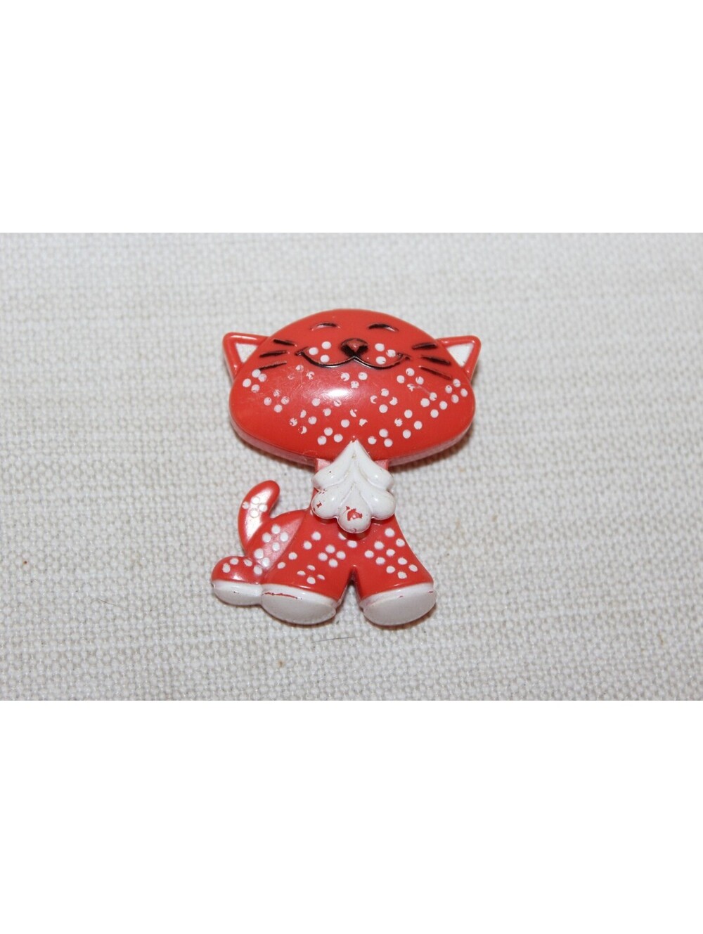 Vintage 1973 Avon Red Calico Cat Pin Pal Fragrance Glace Perfume Brooch